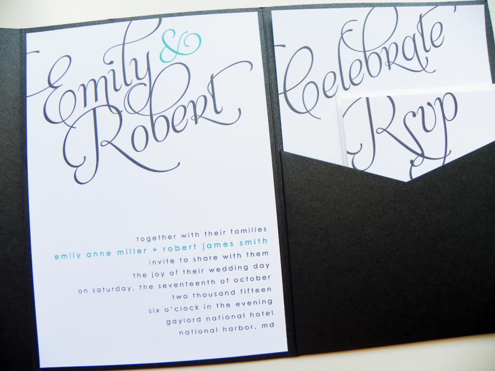 Pocketfold Wedding Invitations - Scripted Signature Pocketfold Invitation Suite
