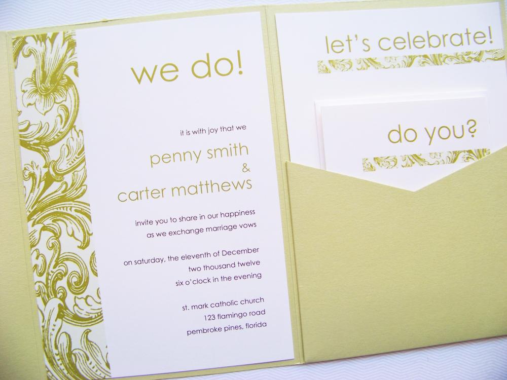 Pocketfold Wedding Invitations - Modern Baroque Signature Pocketfold Invitation Suite
