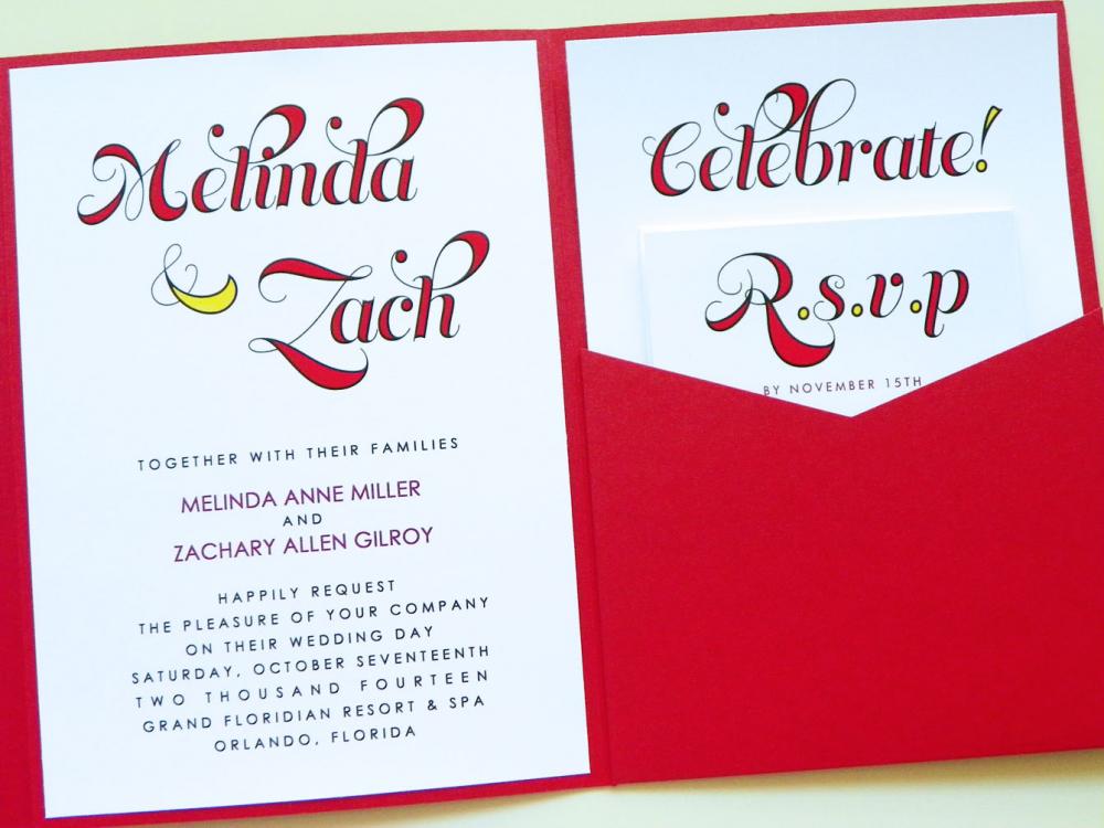 Pocketfold Wedding Invitations - Melinda Signature Pocketfold Invitation Suite
