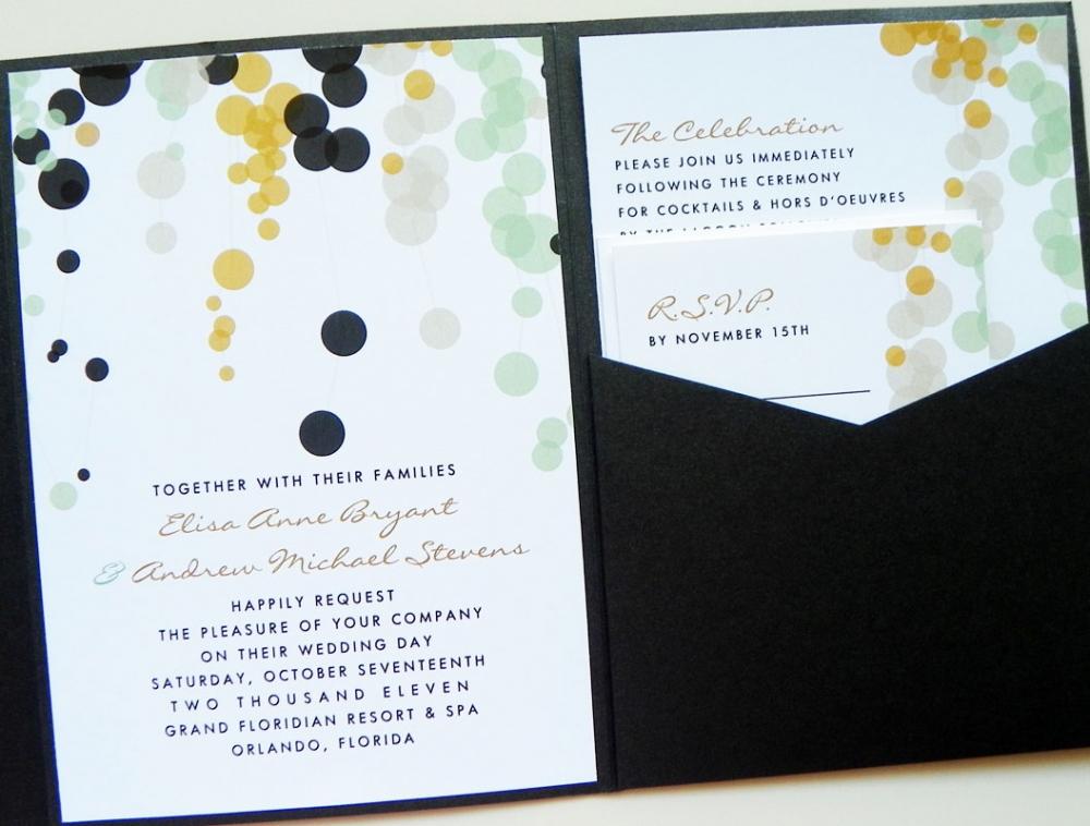 Pocketfold Wedding Invitations - Modern Bubbles Signature Pocketfold Invitation Suite