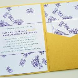 Pocketfold Wedding Invitations - Mulberry Blooms Signature Pocketfold Invitation Suite