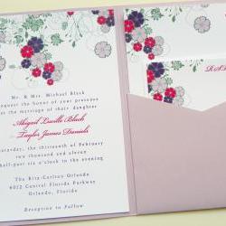 Pocketfold Wedding Invitations - Dancing Blooms In Color Signature Pocketfold Invitation Suite